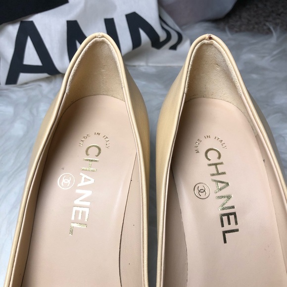 ❤️SOLD❤️CHANEL Goatskin Pearl Pumps 36C beige - Picture 6 of 8